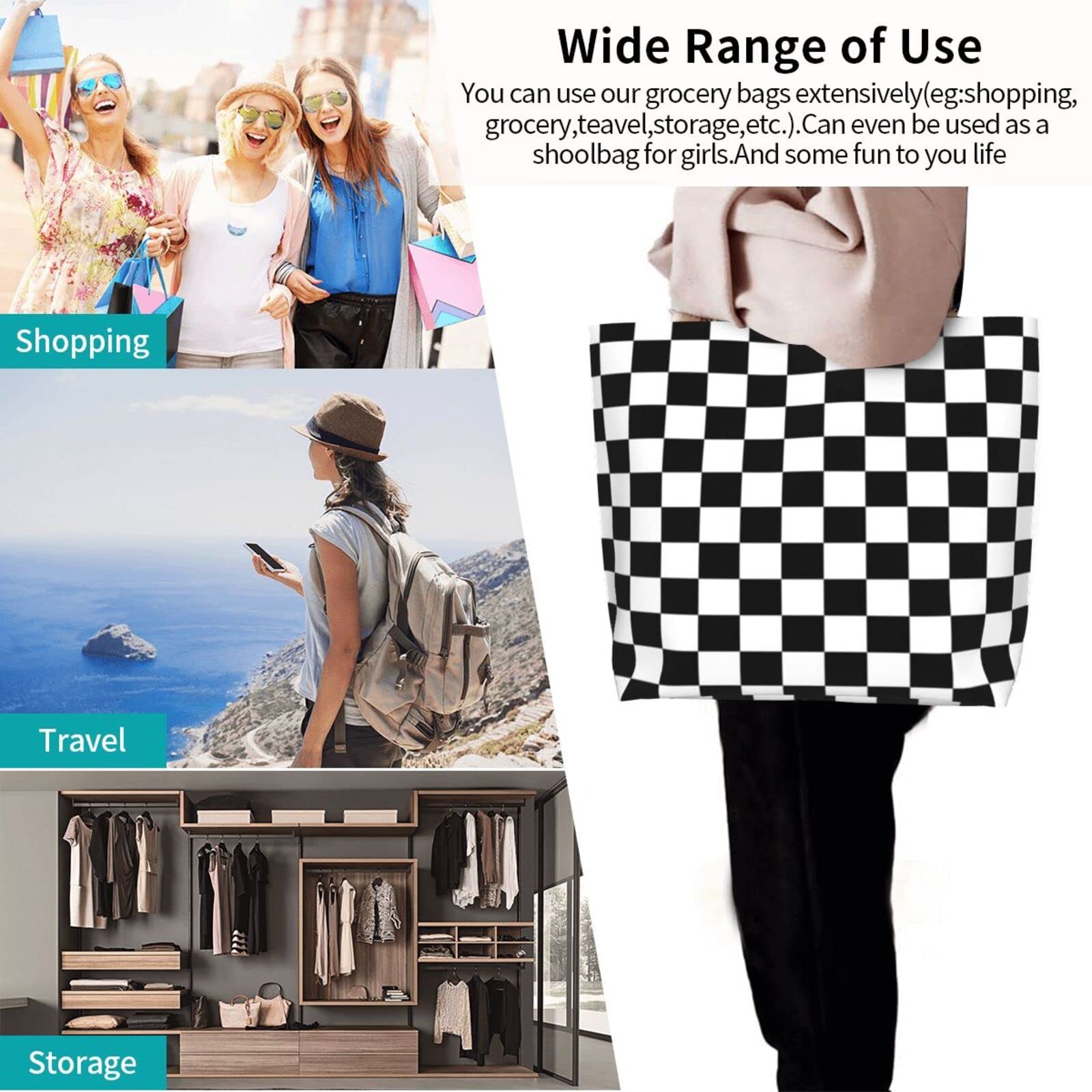 Stylish Reusable Canvas Tote Bag for Women & Men - Eco-Friendly Grocery Shopping, Beach Travel & Everyday Use - Durable Carryall for Work, Gym & Casual Outings