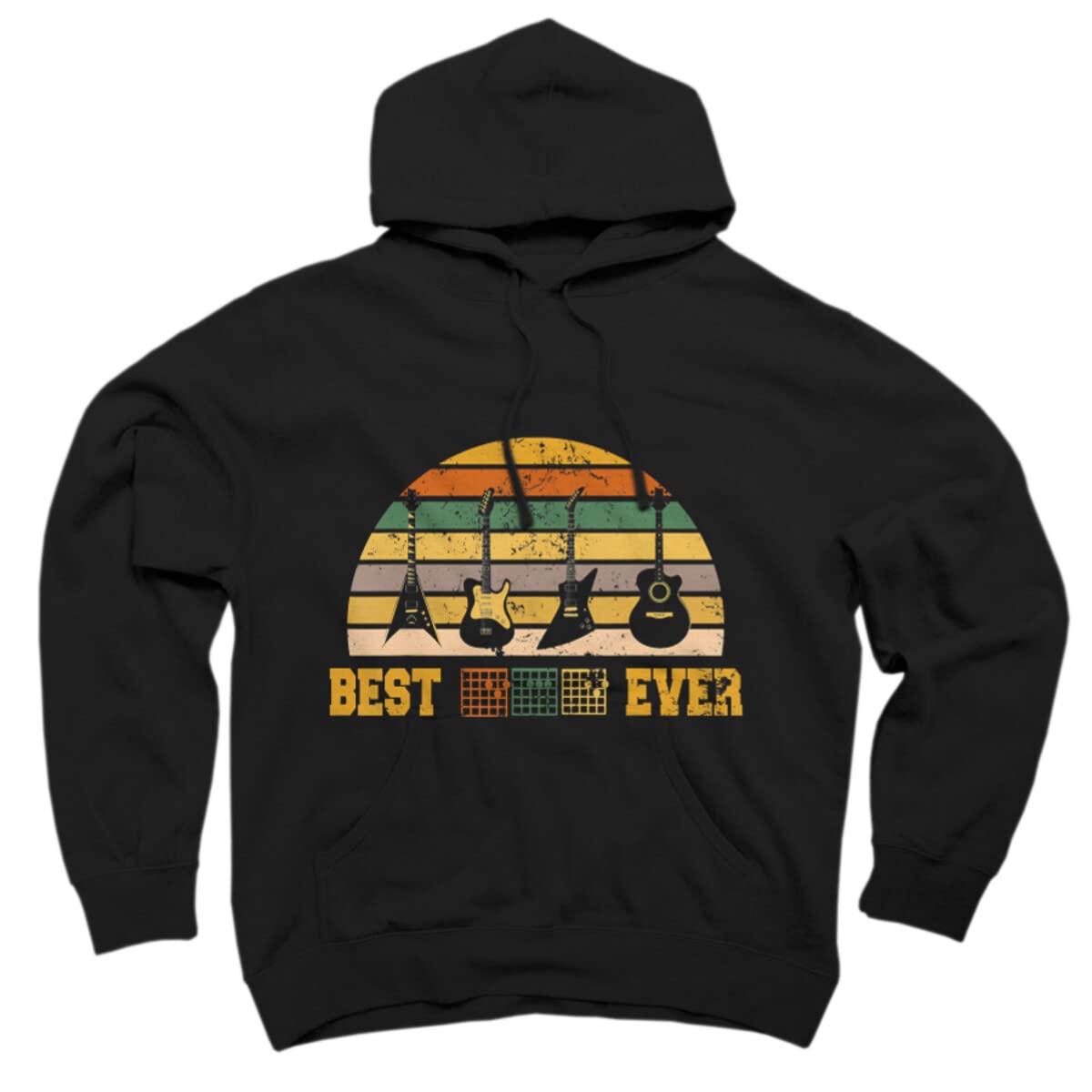 Design By Humans Unisex Best Guitar Dad Ever Music Guitar Chord Pullover Hoodie - Soft & Comfortable Sweatshirt for Musicians, Band Members & Music Lovers - Perfect for Concerts, Gifts & Casual Wear