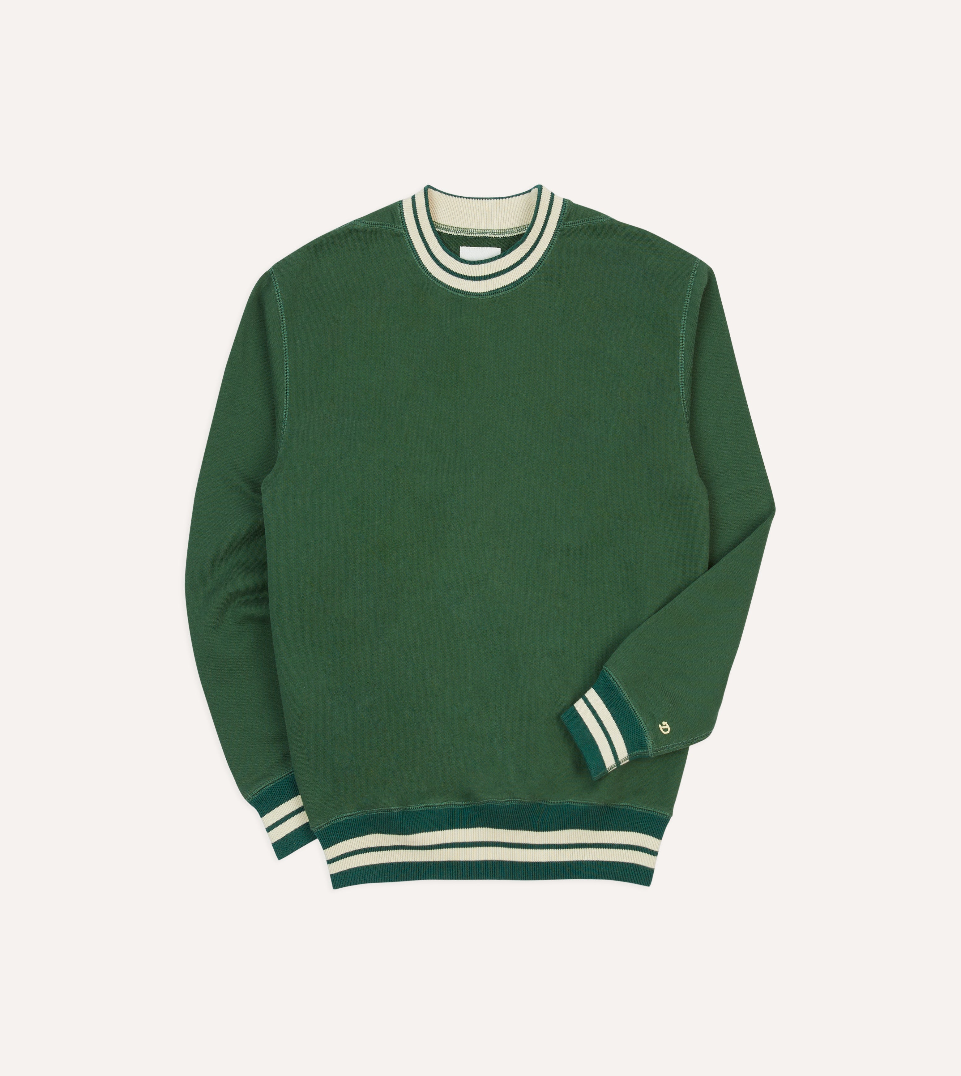 Green Striped Rib Cotton Jersey Sweatshirt for Women - Soft Casual Pullover Top for Everyday Wear | Perfect for Lounge, Workout & Street Style