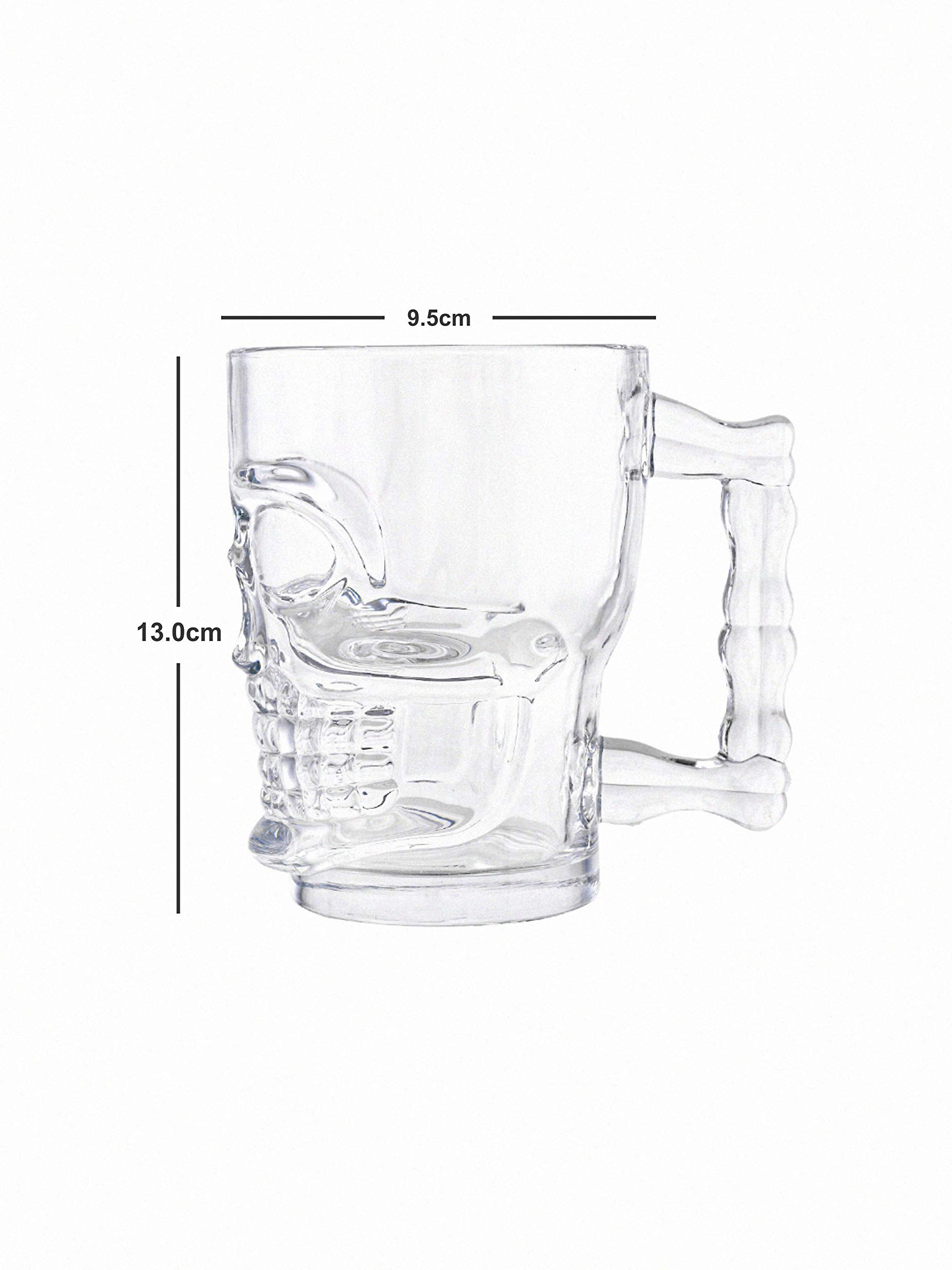 Premium Glass Skull Beer Mugs Set of 2 - 520ml Capacity - Gothic Barware for Halloween Parties, Themed Events & Unique Home Decor