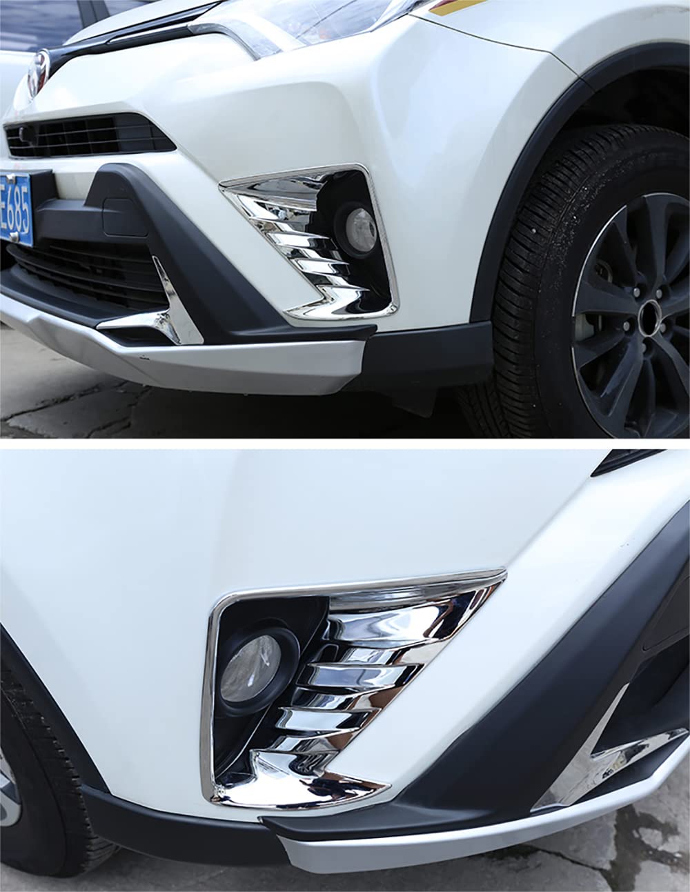 Kadore Chrome Front Fog Light Cover Trim Bezel for 2016-2018 Toyota RAV4 Hybrid XLE Limited SE LE - 2-Piece Set | Durable Fog Lamp Accessories for Off-Road & Night Driving