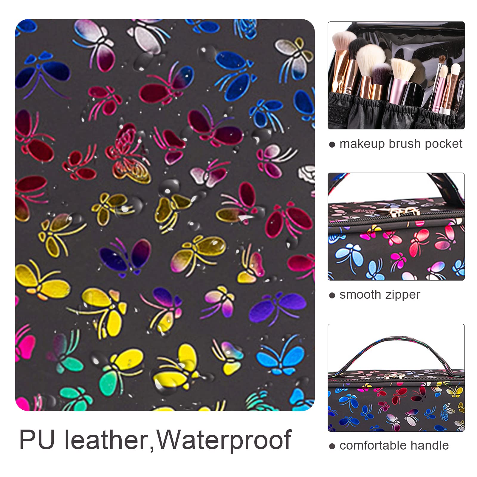 Professional Travel Makeup Train Case - Adjustable Cosmetic Organizer Bag for Women | Perfect for Makeup Brushes, Toiletry, Jewelry & Digital Accessories | Ideal for Travel, Home Storage & Salon Use