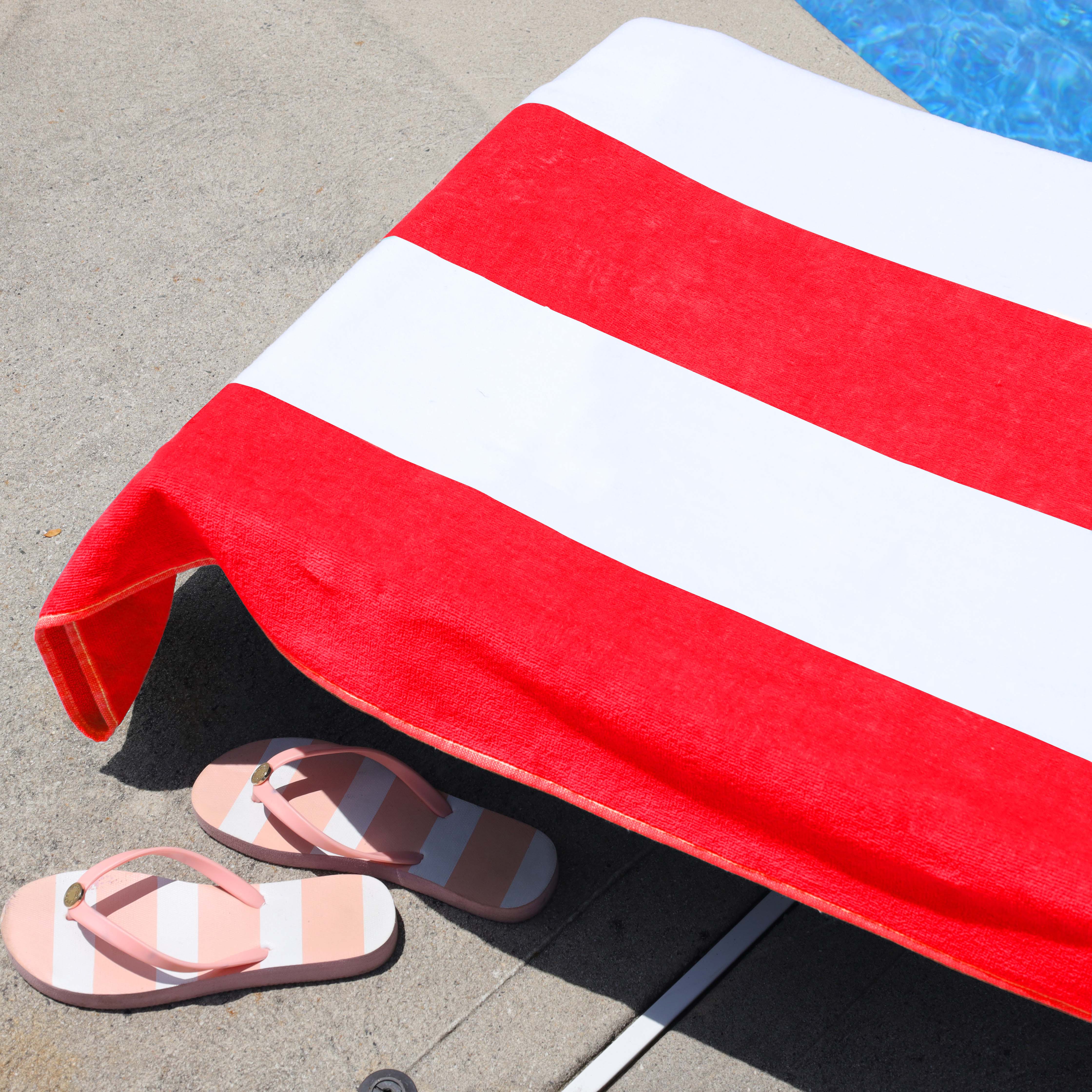Premium Cotton Cabana Stripe Chaise Lounge Chair Cover - Standard Size, UV Resistant & Waterproof - Perfect for Poolside, Patio, and Outdoor Furniture Protection