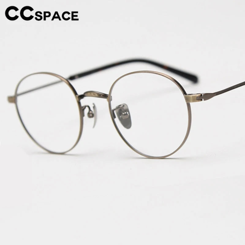 CCspace Unisex Full Rim Round Titanium Eyeglasses Frame - Lightweight Durable Glasses for Men & Women - Perfect for Reading, Driving & Daily Wear (Model 300779)