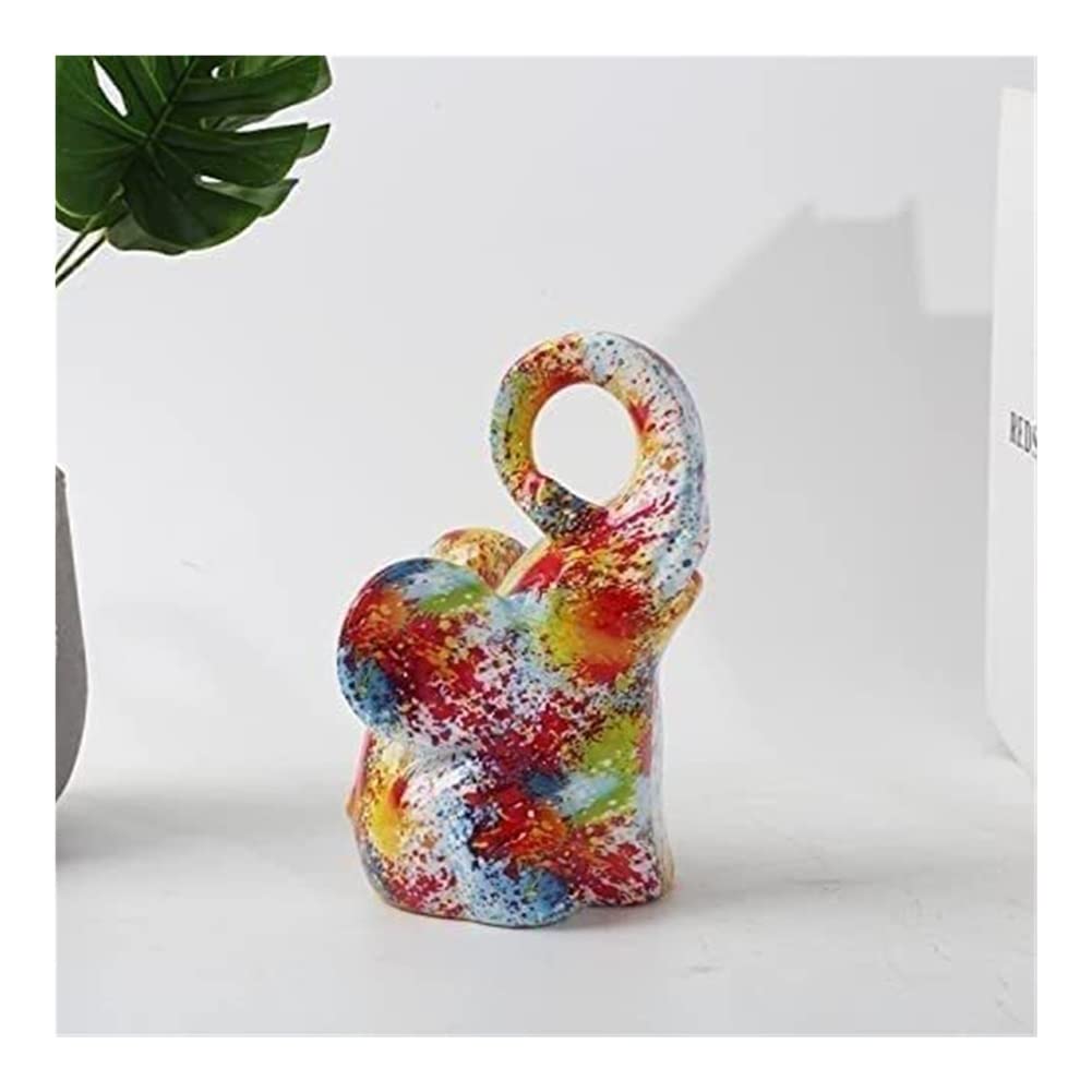 SoGuDio Resin Baby Elephant Sculpture - Handcrafted Modern Home & Office Decor, Colorful Animal Statue for Living Room, Desktop, Bookshelf - Unique Gift for Elephant Lovers & Art Collectors (Perfect for Housewarming, Birthday & Feng Shui Decor)