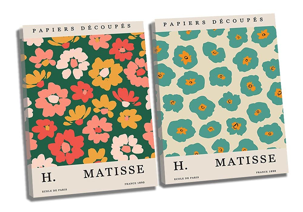 Henri Matisse Canvas Wall Art - 2 Piece Modern Framed Prints (16x22 Inches, 40x56cm) - Ready to Hang Living Room & Bedroom Decor - Perfect for Home, Office & Gift Giving