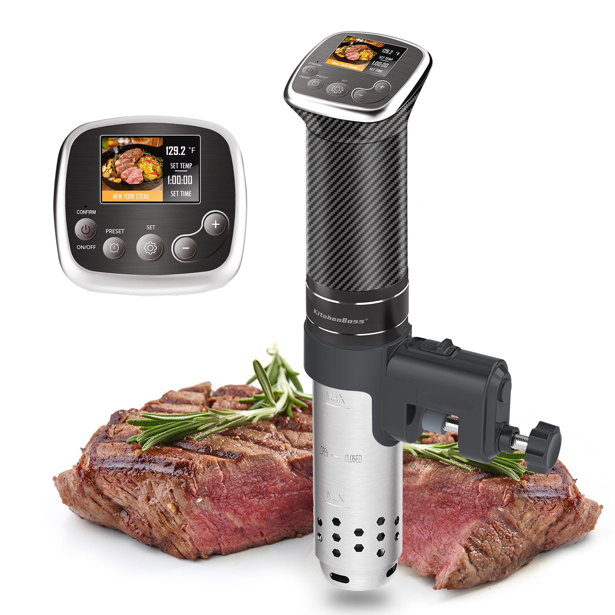 KitchenBoss Sous Vide Machine 1100W - Precision Immersion Circulator for Home & Professional Cooking, IPX7 Waterproof Stainless Steel Sous-vide Cooker (G322T-US) - Perfect for Steak, Chicken, Fish & Meal Prep