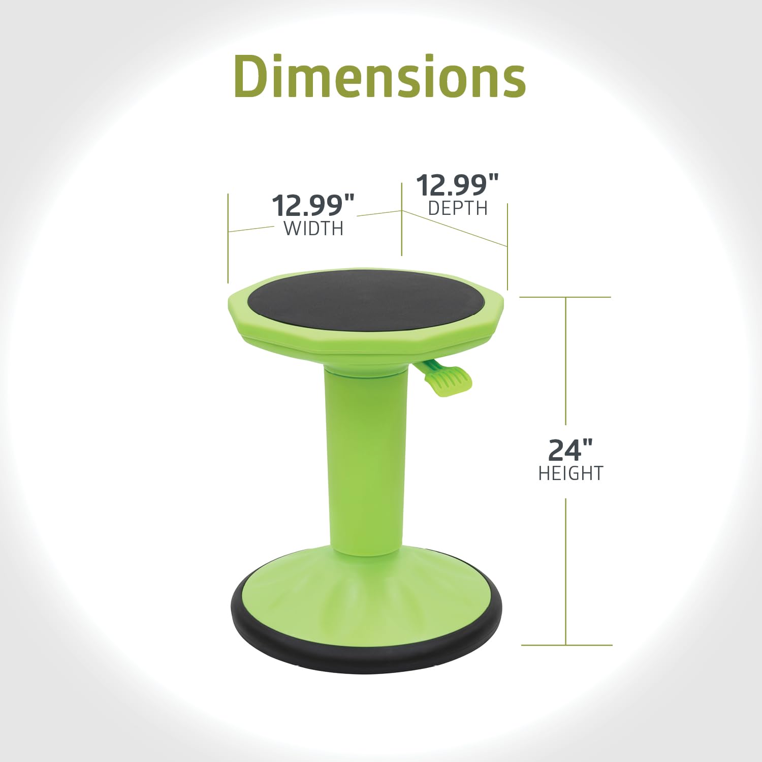 Pearington SitFree Height Adjustable Wobble Stool - Ergonomic Active Seating Chair for Kids & Adults - Perfect for Classroom, Office & Home Use - Green