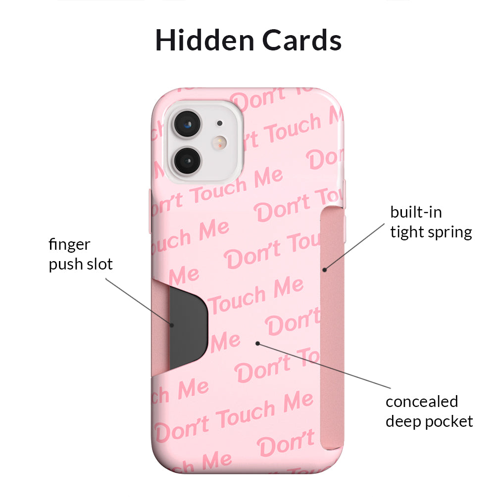 Don't Touch Me iPhone Wallet Case - Slim Protective Cover with Card Holder for iPhone 13/14/15 - Perfect for Travel, Shopping & Everyday Use