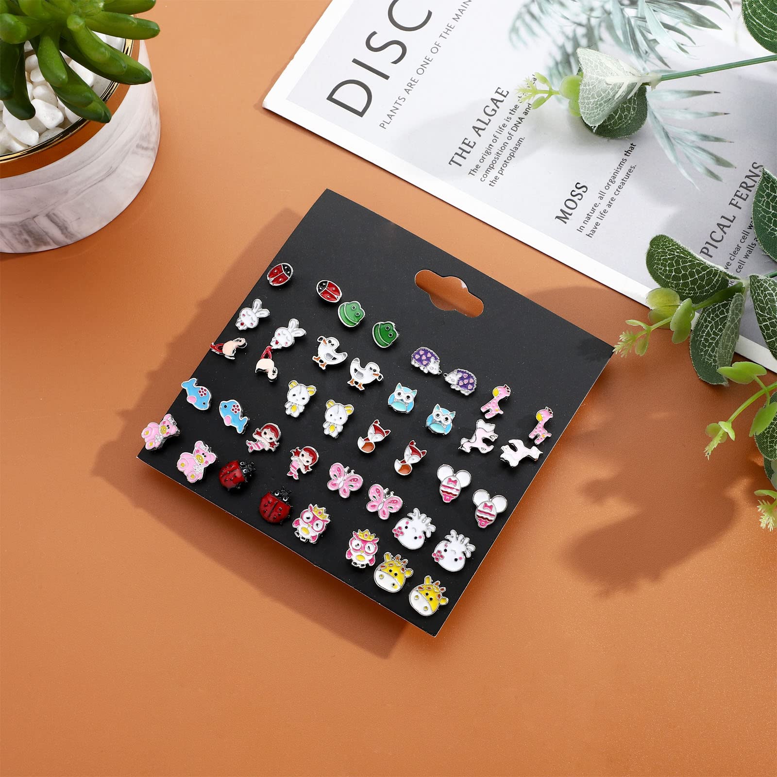 NEWITIN 100 Pairs Colorful Cute Stud Earrings for Girls & Women - Hypoallergenic Stainless Steel Earrings - Perfect for Everyday Wear, Gifts, Parties and Fashion Accessories