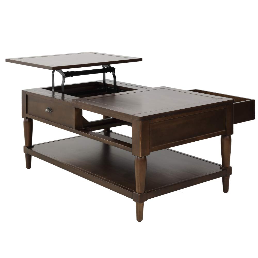 YUIOP Lift Top Coffee Table with Storage Shelf & Drawer - Vintage Modern Wooden Cocktail Table for Living Room, Functional Lift Tabletop Dining & Center Table - Perfect for Small Spaces, Home Office, and Entertaining Guests