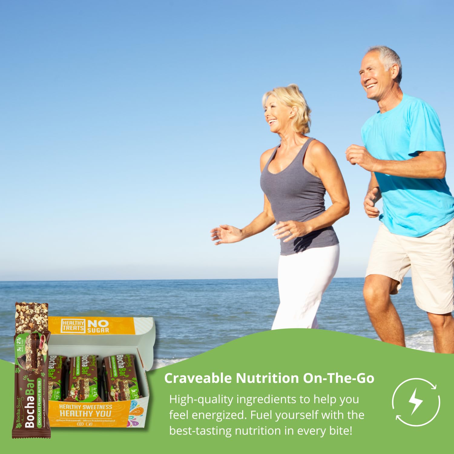 BochaSweet Keto Protein Bar - Chocolate Peanut Butter Flavor with 21g Grass-Fed Collagen | Low Carb, Keto-Friendly, Gluten Free Snack | 12 Count Pack | Perfect for On-the-Go Energy & Post-Workout Recovery