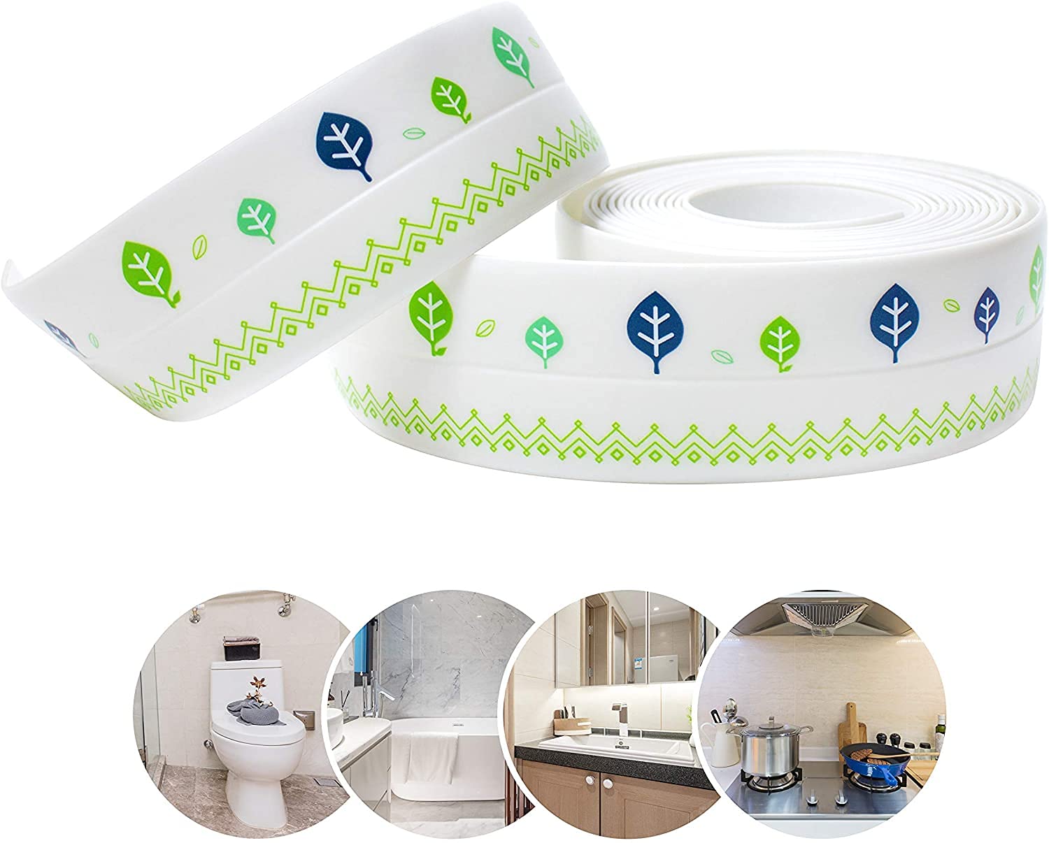 **DHVAJ Silicone Waterproof Tape - Self-Adhesive PVC Caulk Strip for Kitchen, Bathroom, Bathtub, Sink & Floor Sealing (3.2m x 3.8cm) - Waterproof, Durable & Easy to Install - Perfect for Wall Edge Protection & Gap Filling**    *(Ideal for sealing gaps, preventing leaks, and protecting edges in kitchens, bathrooms, and wet areas.)*