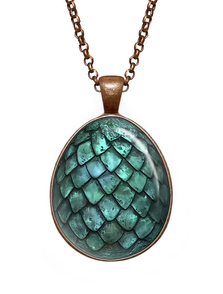 Turquoise Dragon Egg Necklace - Handmade Glass Pendant Jewelry for Women, Unique Fantasy Gift for Cosplay, Renaissance Fairs & Witchy Aesthetic Lovers