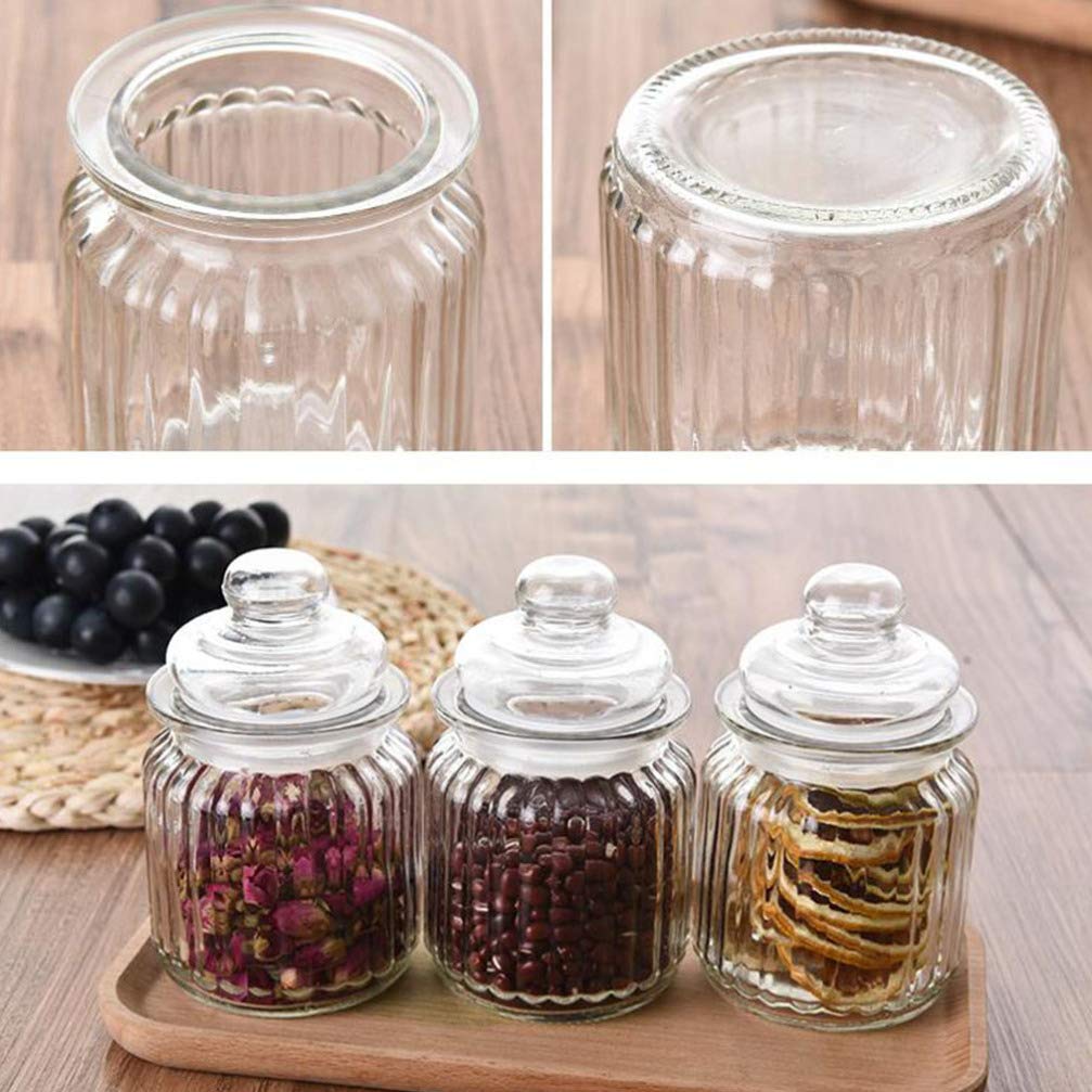 Hemoton 16oz Glass Honey Jar with Airtight Lid - Clear Food Storage Container for Jam, Spices, Sugar & More - Perfect for Kitchen, Pantry & DIY Gifts