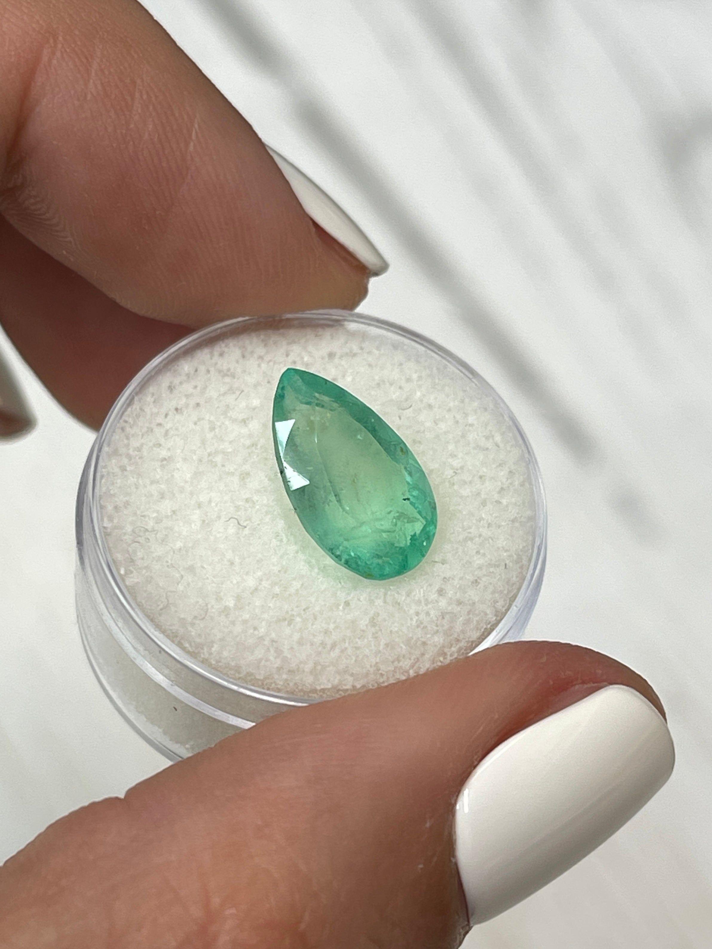 4.20 Carat Light Green Natural Loose Colombian Emerald Pear Cut Gemstone for Jewelry Making - Engagement Rings, Necklaces & Earrings