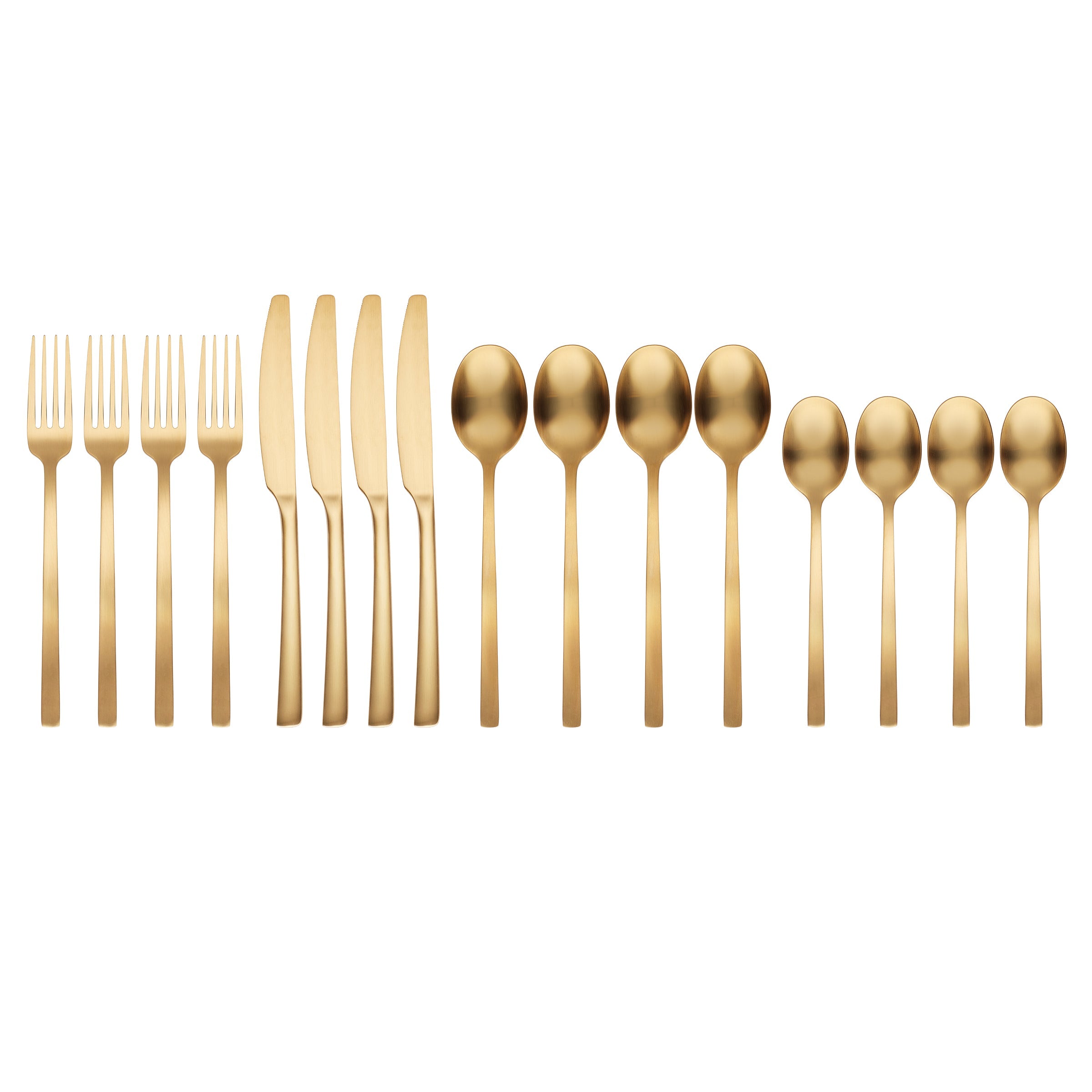 Beacon Gold Satin 16-Piece Flatware Set - Elegant Stainless Steel Cutlery for Fine Dining, Weddings & Special Occasions