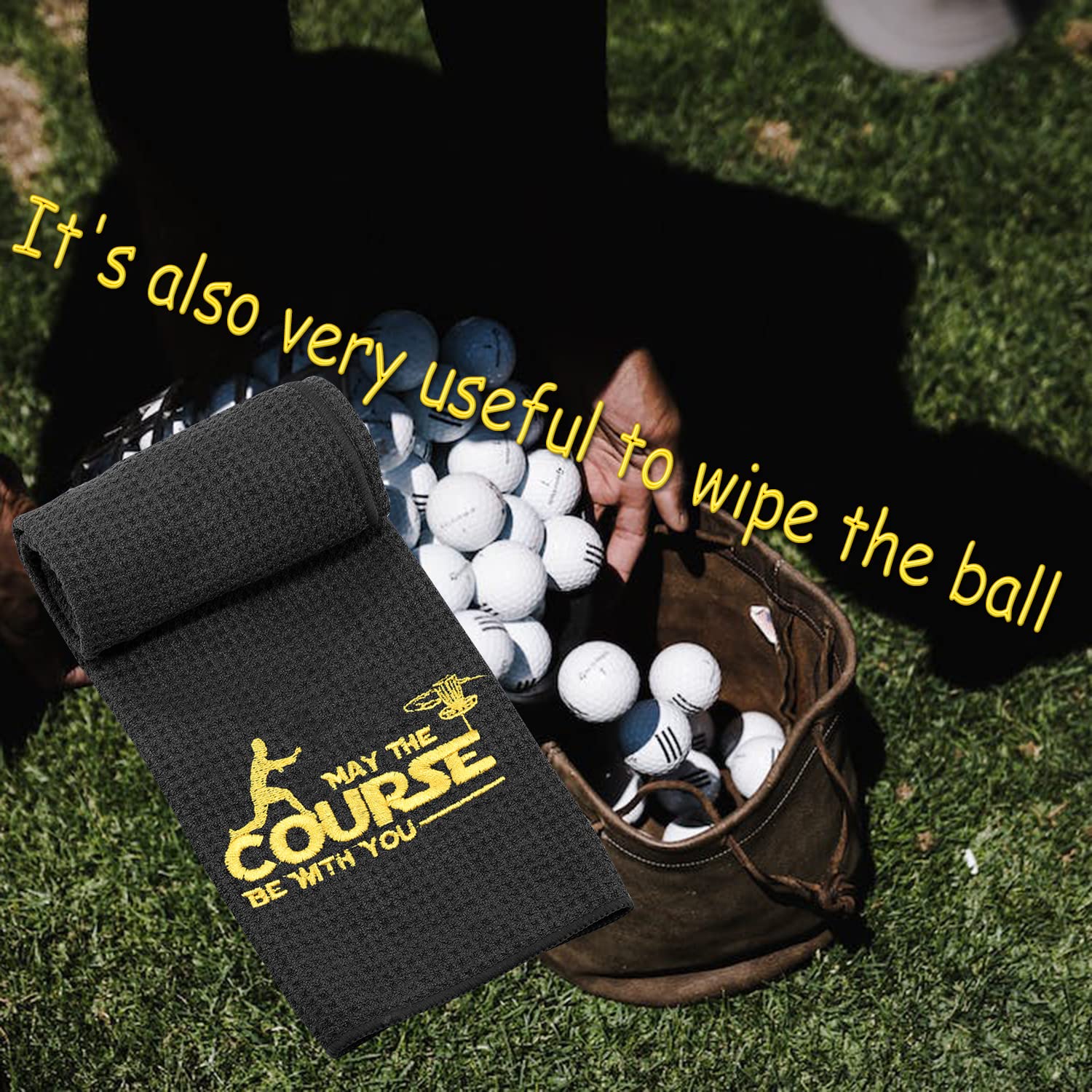 TSOTMO Disc Golf Towel - Premium Frolf Towel for Ball Cleaning | May The Course Be With You Design | Durable Golf Accessory for Disc Courses & Outdoor Sports