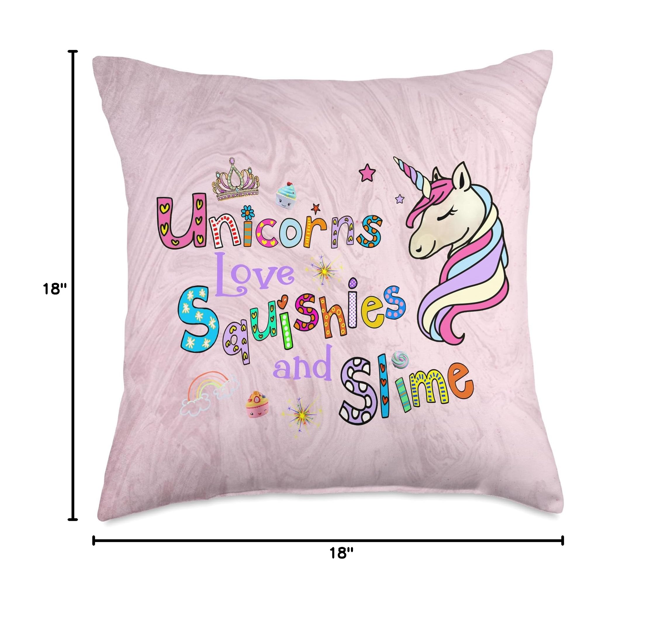 Unicorn Squishies Slime Pink Throw Pillow for Teens Girls Bedroom Decor