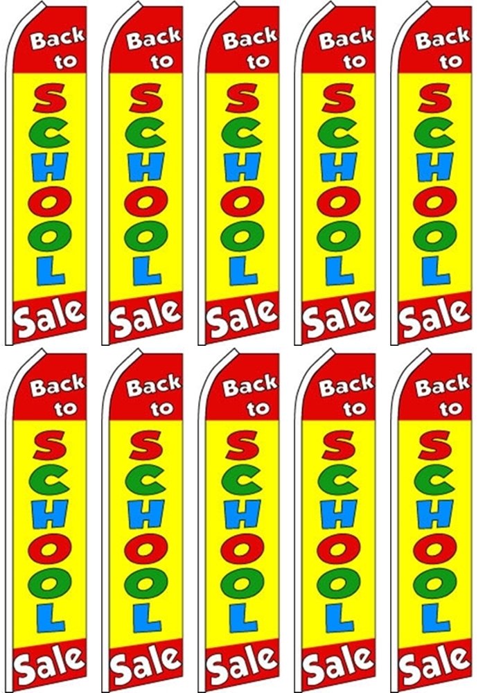 10 Pack Swooper Flutter Flags - Vibrant Yellow, Red & White - Perfect for Back to School Decor, Parties & Outdoor Events
