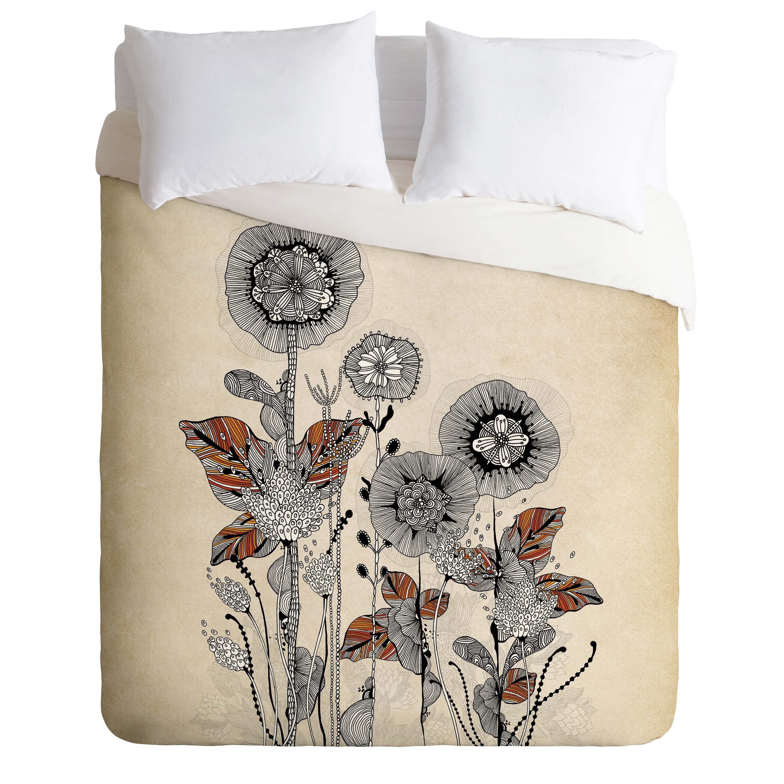 Deny Designs Iveta Abolina Floral 3-Piece Duvet Cover Set - Queen Size, Bohemian Style Bedding for Master Bedroom & Guest Room Decor