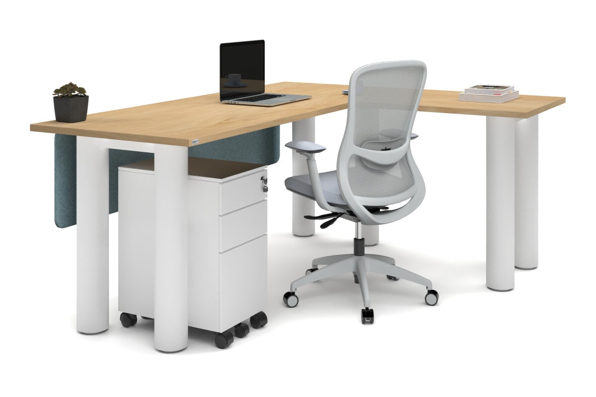 Premium L-Shaped Corner Office Desk with Quadro Cylinder Legs - 1800L x 1450W - Perfect for Home Office, Gaming Setup & Workspace Organization
