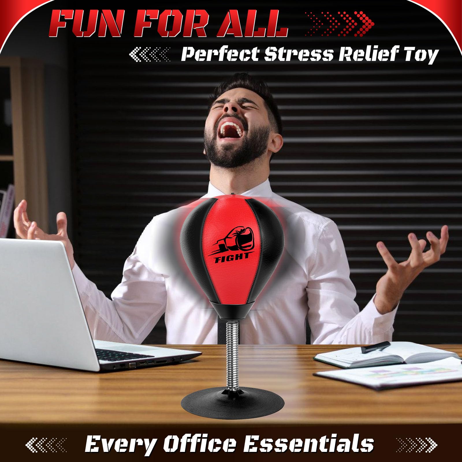 Desktop Punching Bag for Stress Relief - Boxing Speed Ball with Super Suction Cup for Office Desk - Perfect Christmas & Thanksgiving Gift for Boss, Coworkers - Great for Office Stress Relief & Quick Workout Breaks