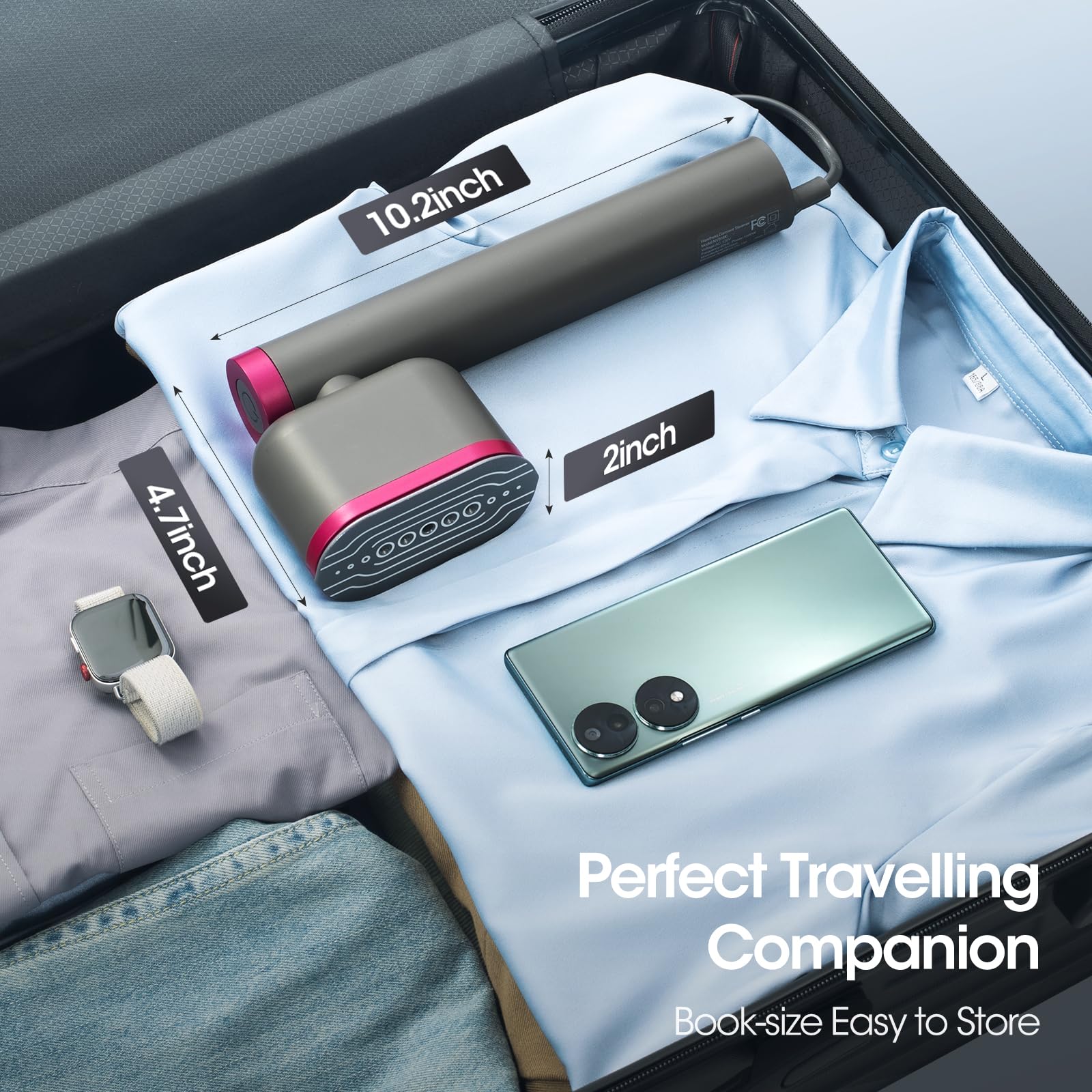 Beautural Portable Mini Travel Steamer for Clothes - Handheld Garment Steamer with 15s Fast Heat-up & 22g/min Steam Output - Perfect for Travel, Business Trips, and Home Use