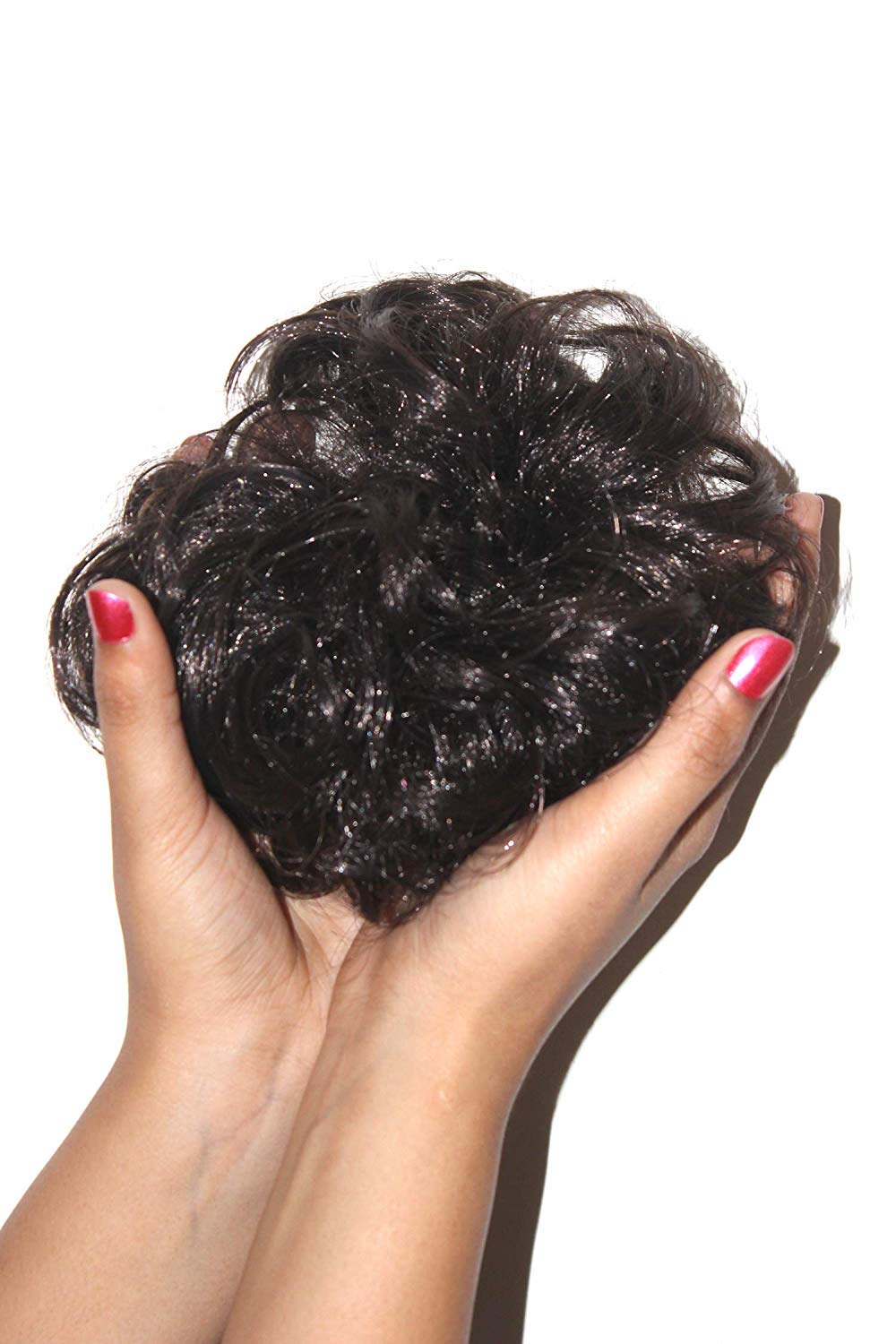 Messy Bun Hair Piece for Women - Wavy Curly Elastic Rubber Band Hair Bun Extensions (Brown) | Perfect for Workouts, Yoga, and Everyday Hairstyles