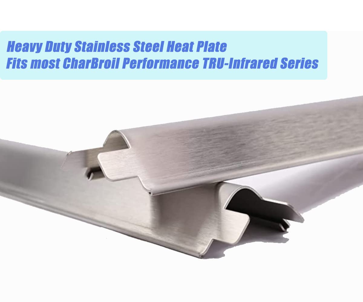 Uniflasy 5-Pack Stainless Steel Grill Heat Plates & Burner Covers Replacement for Charbroil Performance 4 & 5-Burner Gas Grills (Models 463448021, 463449021, 463365021, 463351021, 463352521) - Durable BBQ Accessories for Outdoor Cooking & Backyard Grilling