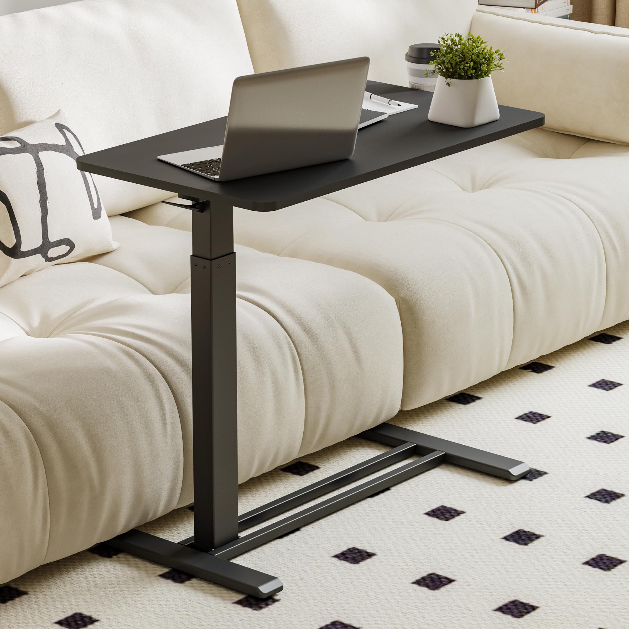 FLEXISPOT Mobile Standing Desk with Wheels - Adjustable Height Rolling Laptop Cart, Pneumatic Sit Stand Workstation for Home & Office (31.5