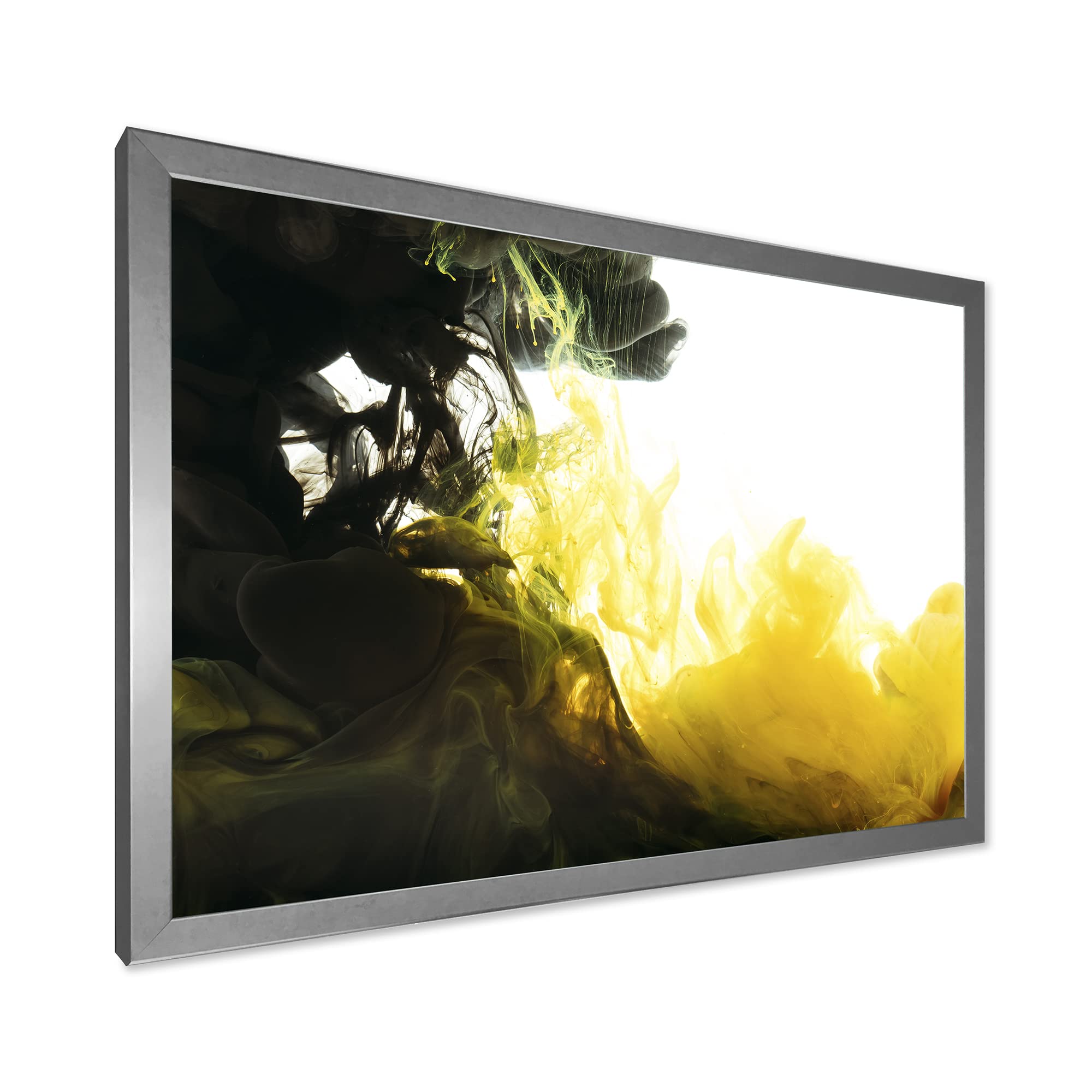 Abstract Black and Yellow Modern Framed Wall Art - Contemporary Home & Office Decor for Living Room, Bedroom or Workspace