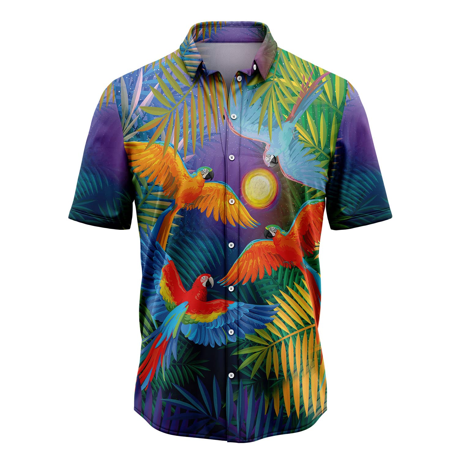 Stylish Tropical Parrot Hawaiian Shirts for Men - Breathable Button Down Aloha Shirts | Perfect Gift for Parrot Lovers | Beach Party, Summer Vacation & Casual Wear