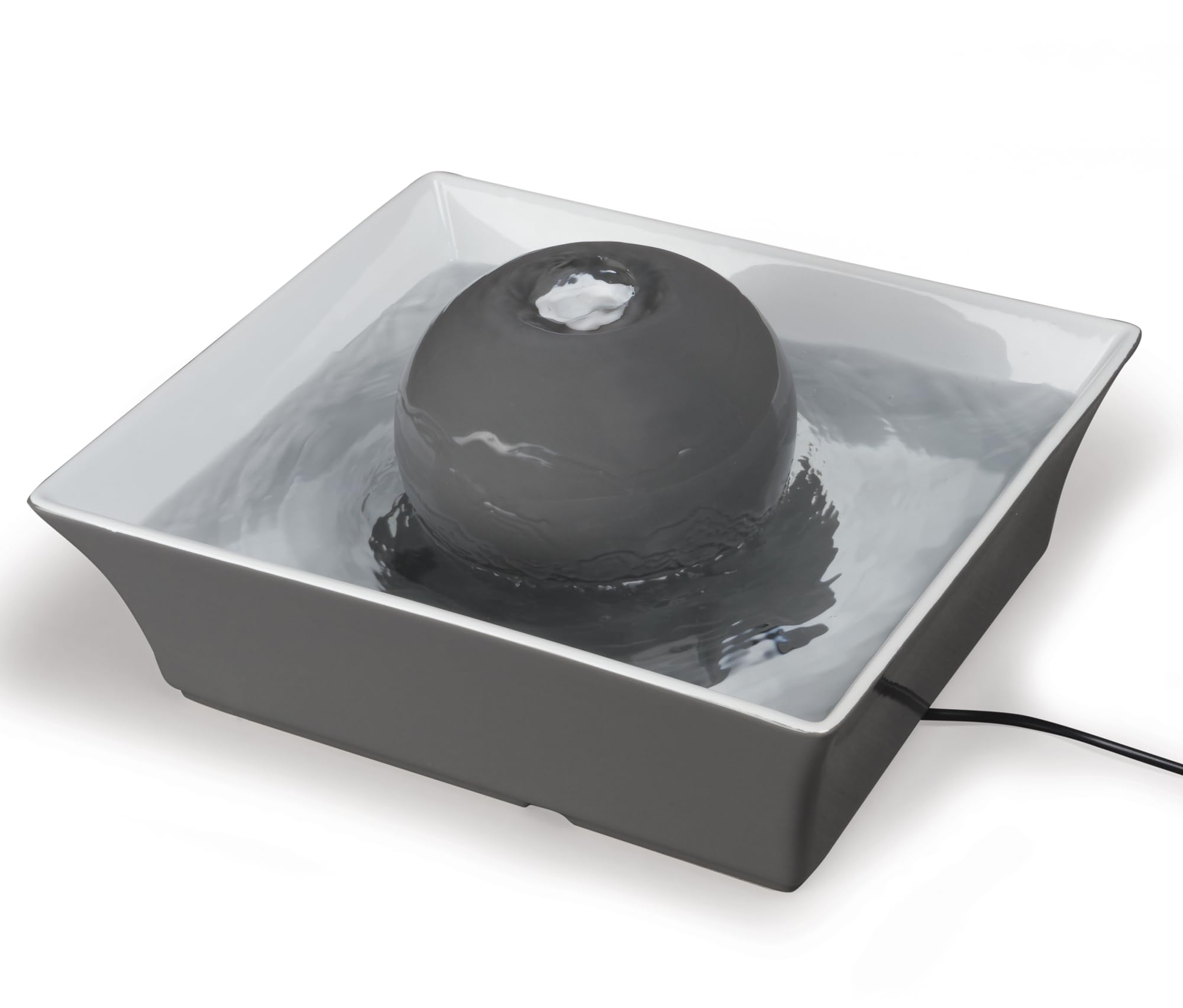 PetSafe Drinkwell Ceramic Pet Water Fountain - 70oz Automatic Cat & Dog Water Dispenser with Filters - Quiet, Dishwasher Safe Square Design for Fresh Water Anytime - Perfect for Home, Office, or Travel Use