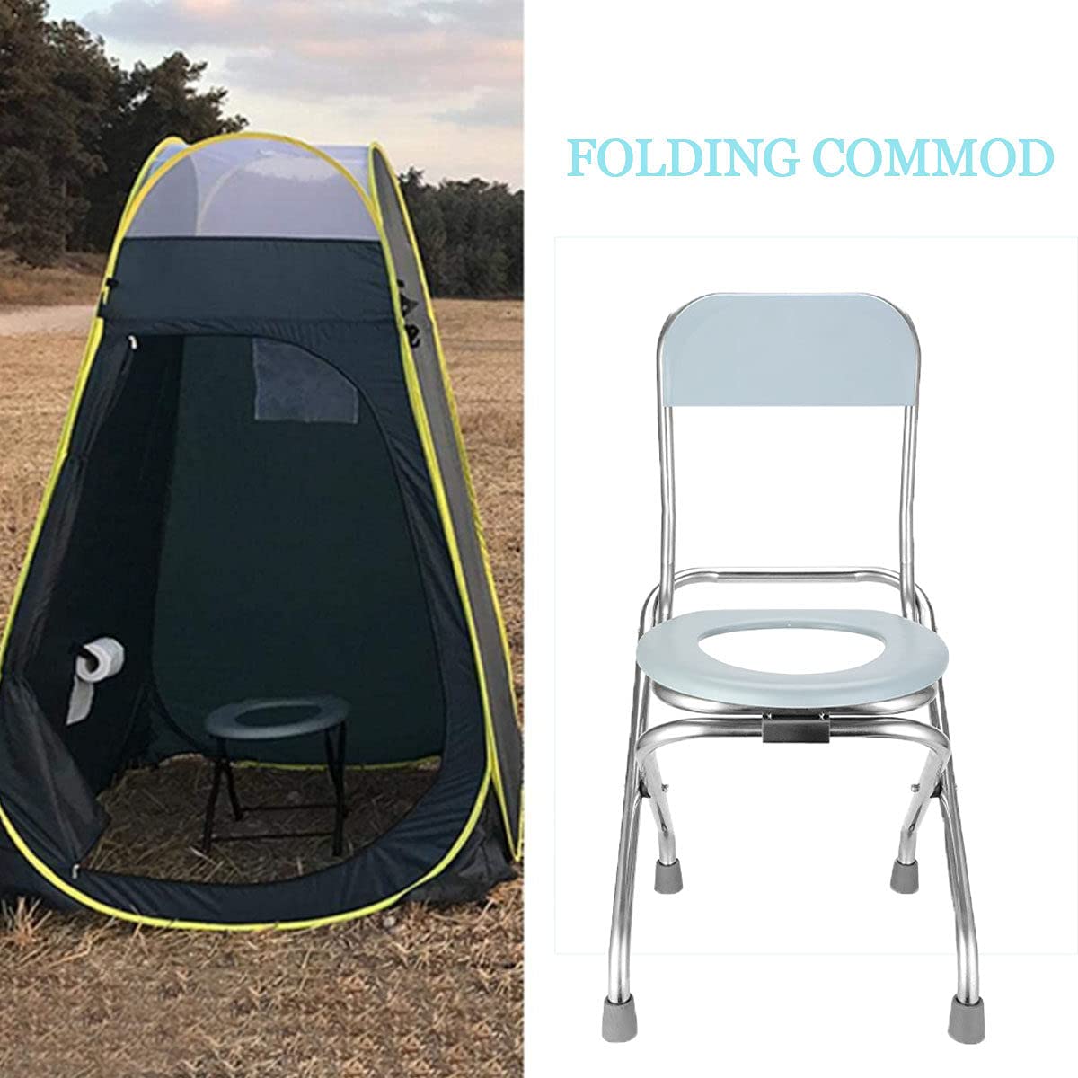 Portable Folding Toilet - Compact Travel & Camping Toilet with Bucket - Lightweight Collapsible Toilet for Outdoor Adventures, Road Trips, Boating, Hiking, Beach & Emergency Use