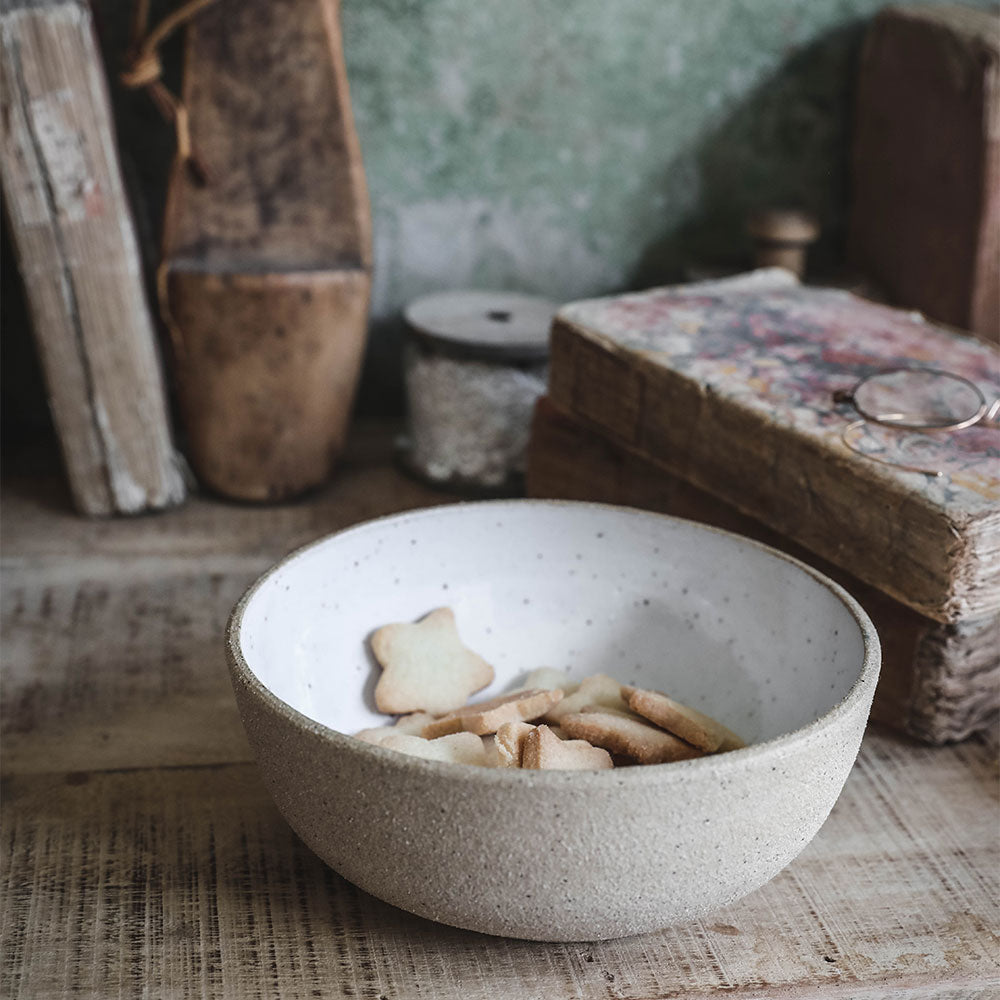 Ceramic Speckle Bowl Set - 4 Piece Handmade Dinnerware for Soup, Salad, Pasta - Elegant Stoneware for Home Dining & Kitchen Decor