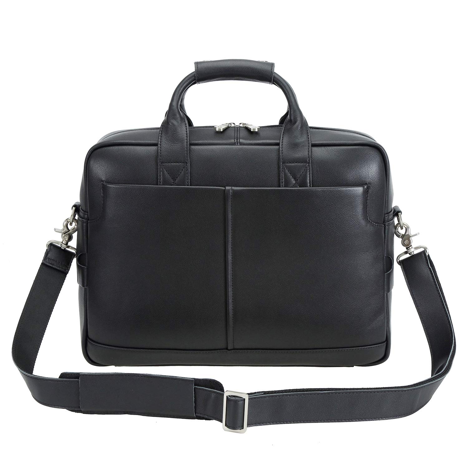 Polare Genuine Leather Briefcase for Men - Professional Business Travel Messenger Bag with YKK Metal Zipper - Fits 15.6 Inch Laptop - Perfect for Office, Commuting & Business Trips