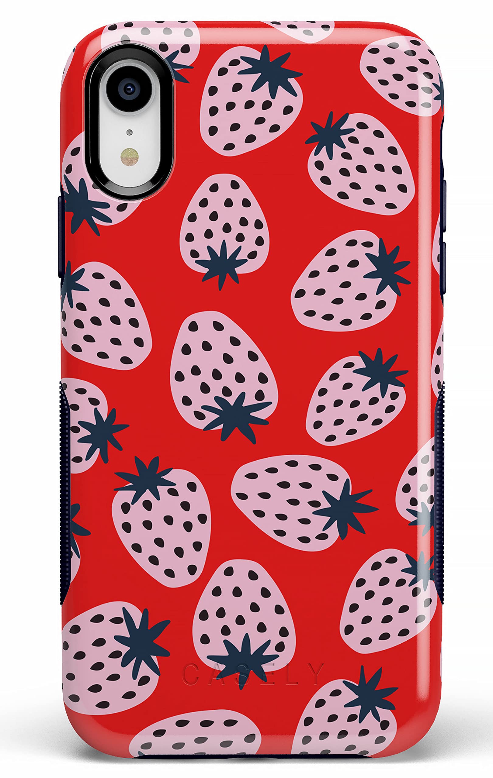 Casely iPhone XR Case - Cute Strawberry Design Protective Phone Cover | Slim Fit Shockproof Case for iPhone XR | Perfect Gift for Valentine's Day, Birthday & Everyday Use