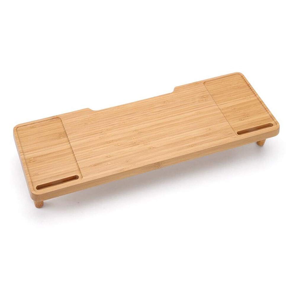 Adjustable Bamboo Monitor Stand with Keyboard Storage - 2 Styles, Wood Color, 21.4x7.6x3.34 inches - Ergonomic Computer Desk Organizer for Home & Office Workspace