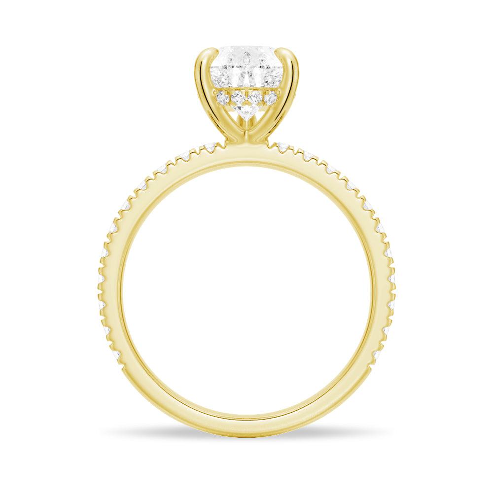 Pear Shaped Pavé Band Hidden Halo Moissanite Engagement & Wedding Ring Set for Couples - Matching His & Hers Bands for Proposals, Anniversaries, and Romantic Occasions