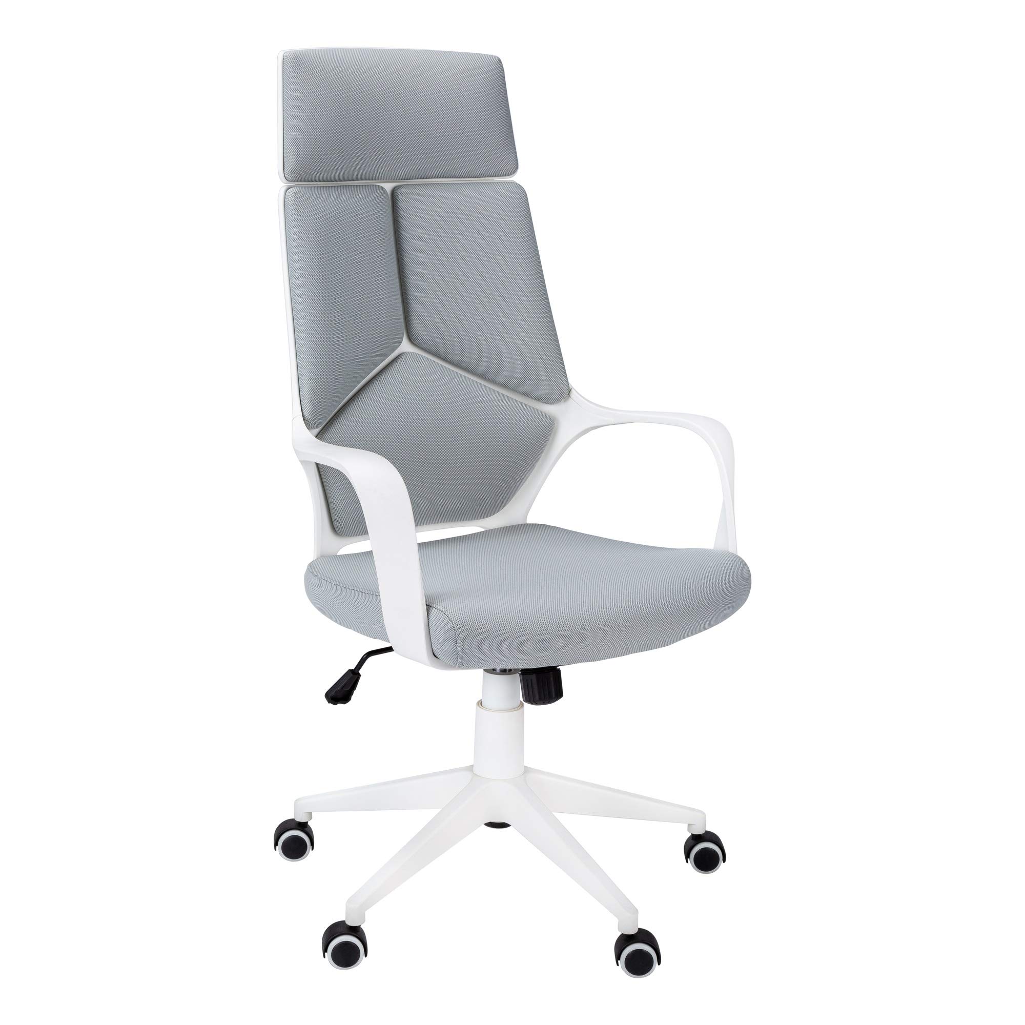 Ergonomic High Back Executive Office Chair - White & Grey Fabric for Home & Office Workspace - Comfortable Desk Chair for Long Hours of Sitting, Work from Home, Gaming & Study
