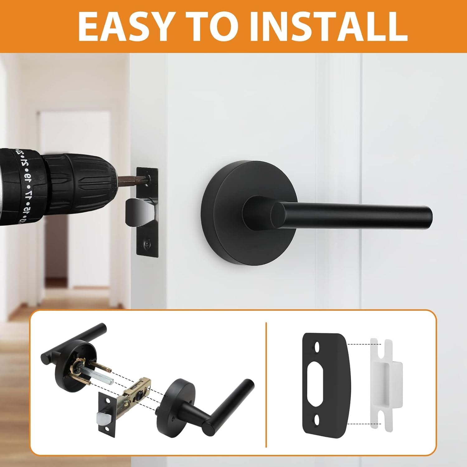 12 Pack Matte Black Passage Door Lever Set - Hall & Closet Door Handles for Hallways, Bedrooms, Laundry Rooms & Interior Doors - Durable & Stylish Hardware for Home & Office Use