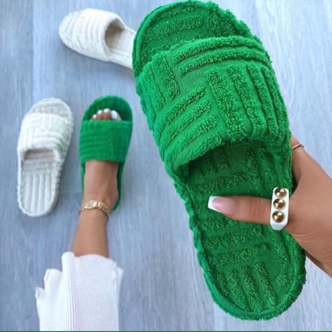Giavana Women's Comfortable Slides - Soft Green Summer Sandals for Casual Wear, Beach, Pool & Outdoor Activities