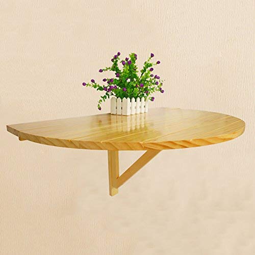 LXB Wall-Mounted Folding Computer Desk - Solid Wood Half Round Drop Leaf Table for Kitchen, Dining & Home Office | Space-Saving Wall Desk for Small Apartments, Dorms & Workspaces