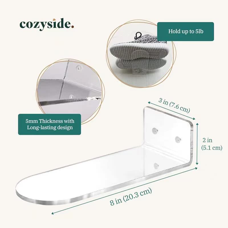 6 PCS Clear Acrylic Floating Shoe Shelves - Wall Mounted Sneaker Display Stand for Collectible Shoes - Perfect for Bedroom Closet, Shoe Collection Organization & Sneakerhead Display
