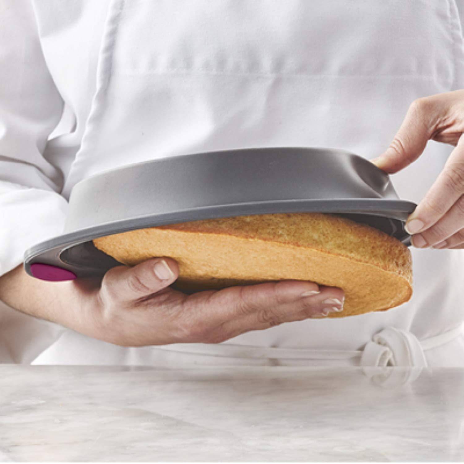 Trudeau 9-Inch Round Silicone Cake Pan - Fuchsia Non-Stick Baking Mold for Cakes, Cupcakes & Desserts - Perfect for Home Baking, Parties & Holiday Treats
