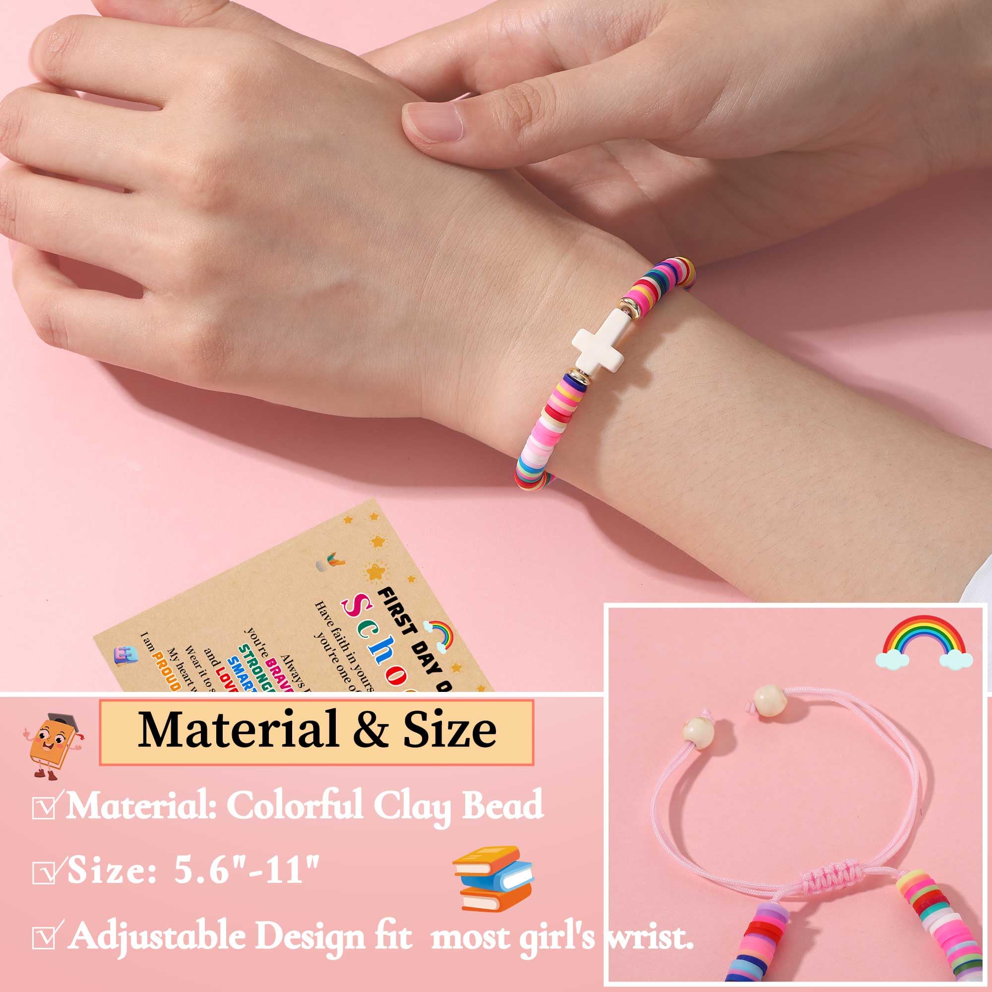 JSJOY Natural Stone Beaded Bracelet - Christian Cross Jewelry Gift for Women & Girls (Age 6-80) | Birthday, Easter, Mother's Day Present for Daughter, Granddaughter, Niece, Mom, Sister | Faith-Based Accessory for Daily Wear & Special Occasions