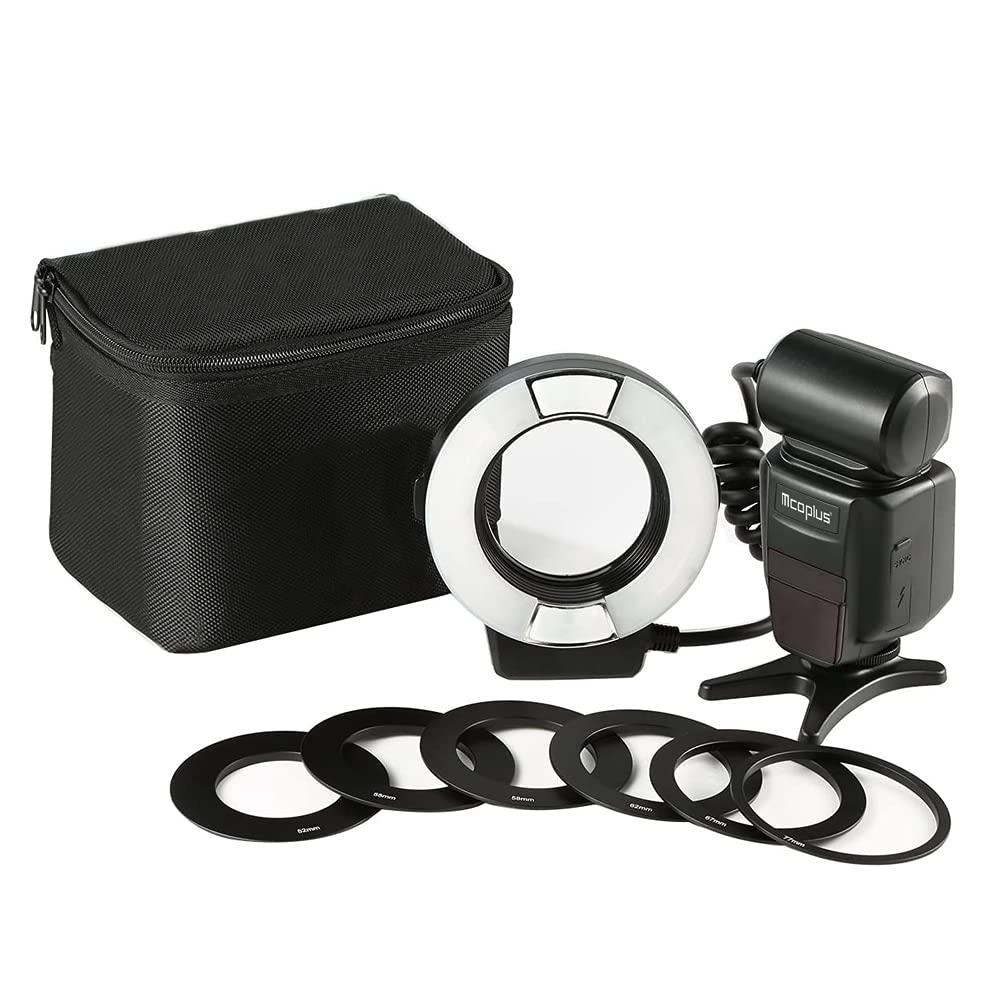 MCOPLUS 14EXT-N 5500K Macro TTL Ring Flash for Nikon DSLR Cameras - Compatible with D7100, D7000, D750, D5300, D5500, D3300, D3100, D800, D600, D90, D80 - i-TTL with LED AF Assist Lamp - Perfect for Macro Photography, Portrait & Product Shooting