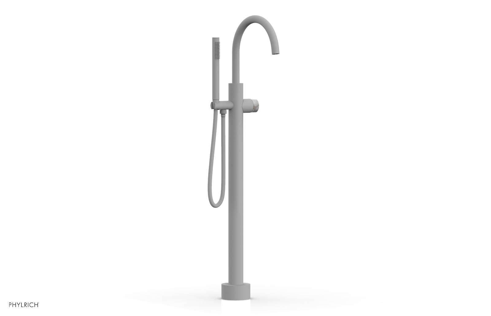 BASIC II Tall Floor Mount Tub Filler with Marble Handle & Hand Shower - Model 230 47 01 - Perfect for Modern Bathroom Renovations and Spa-Like Showers