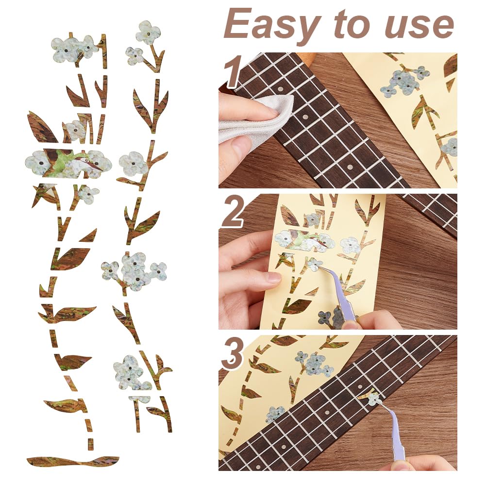 AHANDMAKER Flower Inlay Fret Markers - 2 Sets of Adhesive Guitar Fretboard Stickers for 6-String Acoustic, Bass & Electric Guitars - Perfect for DIY Guitar Customization & Performance Enhancement